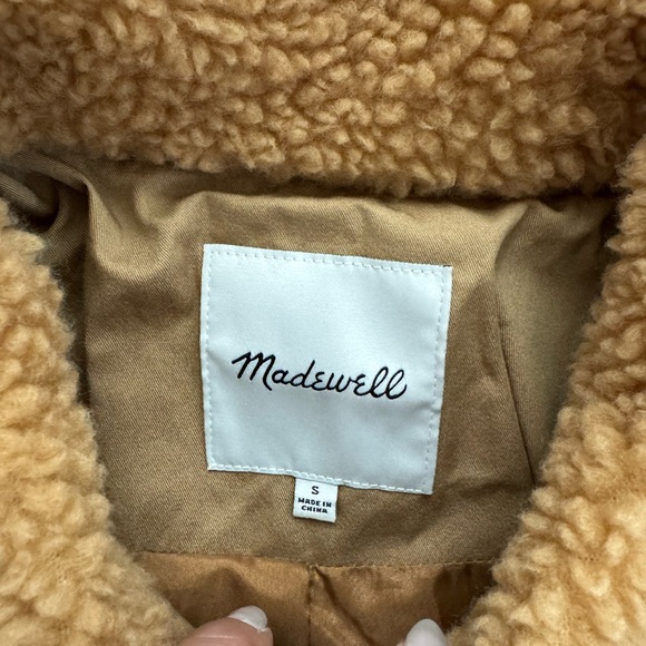 Madewell Women's Sherpa button down Camel Teddy Jacket S - Picture 10 of 12